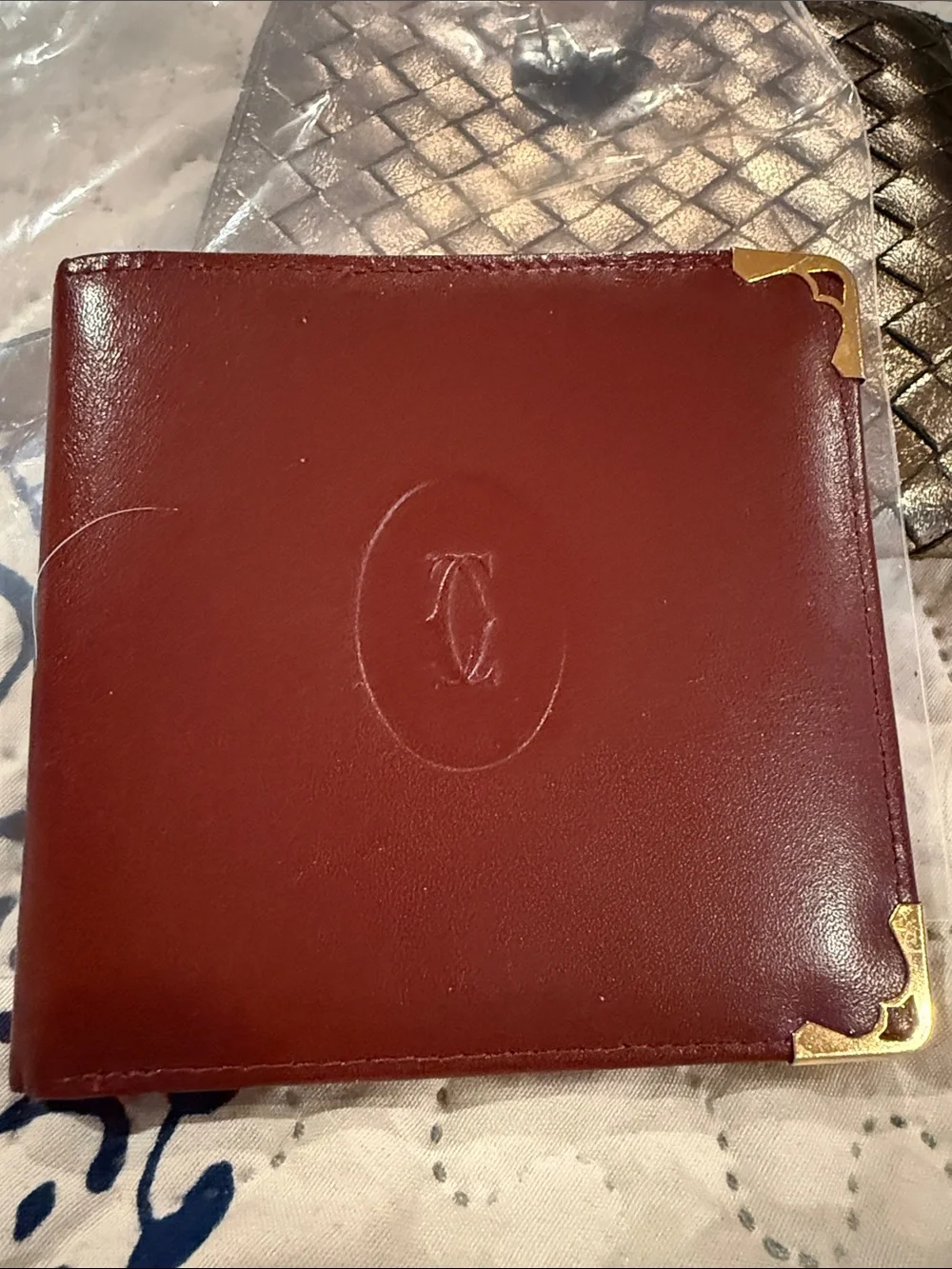 Cartier Must de Cartier wallet burgundy leather gold-tone metal Vintage Authenti